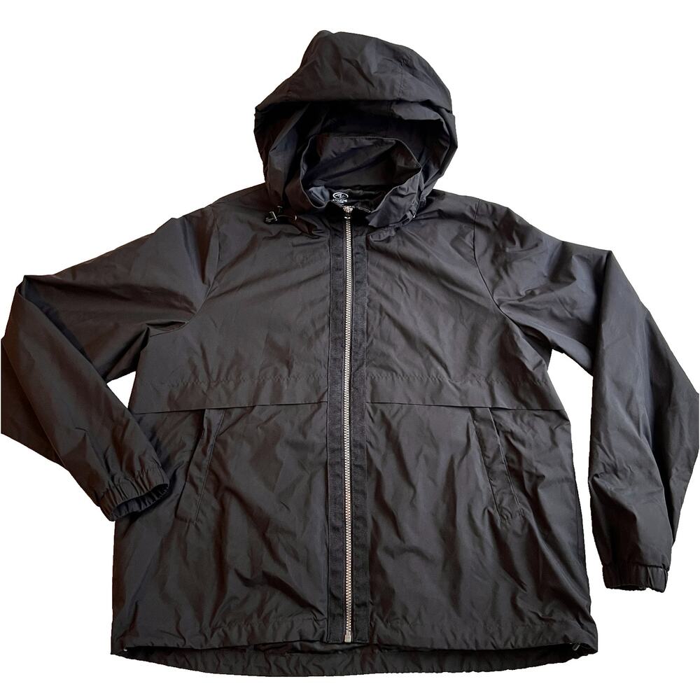 Athletic Works Woman Hooded Light Weight Jacket Windbreaker Black, Sz LG (12-14)